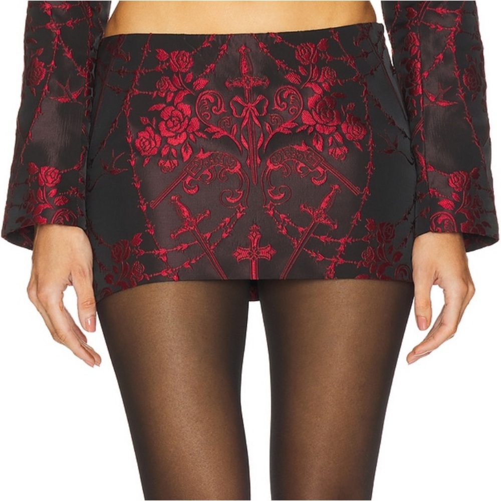LOBA from Revolve Alice Black and Red Mini Skirt size S